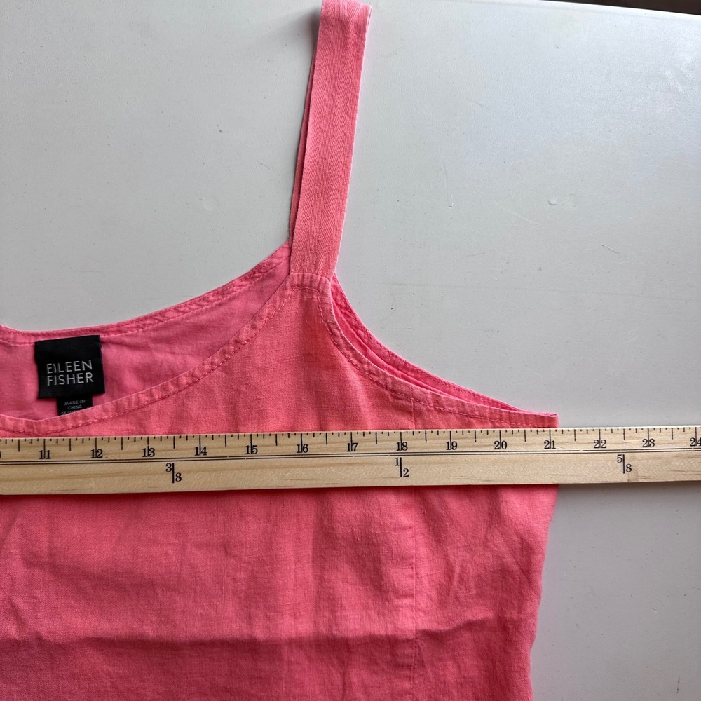 Eileen Fisher Pink 100% Irish Linen Tank Top Shell Women Sz L Scoop Neck Lined - Picture 10 of 13